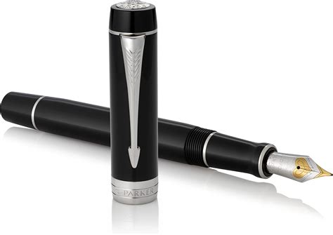 Parker Stylo Plume Duofold Classique Noir Et Attributs Plaqu Or