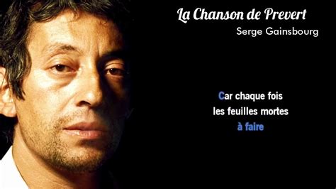 La Chanson De Prevert Serge Gainsbourg Monkaraoke Youtube