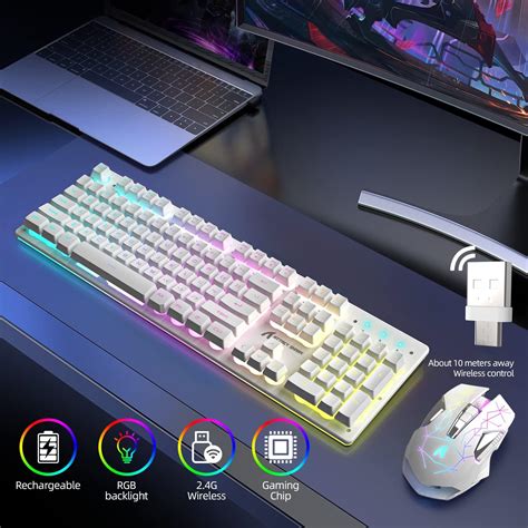 Wireless Gaming Keyboard And Mouse Combo Rgb Backlit Usbtype C Quiet Key Pc Compatible