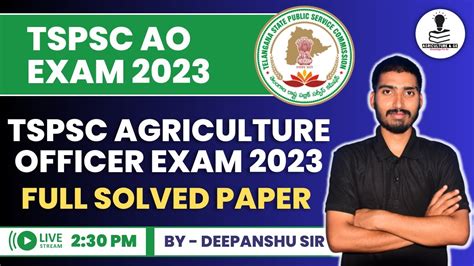 Tspsc Agriculture Officer Exam Solved Paper Tspsc Ao Exam