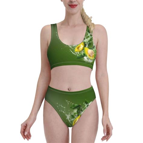 Bixox Friut Avocado Pattern Two Piece Sports Bikini With U Shaped Top