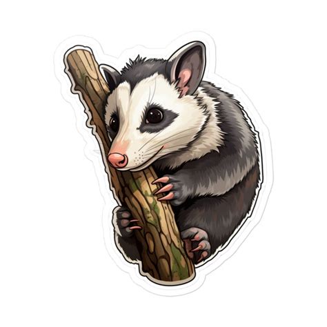 Opossum Sticker Possum Sticker Opossum On Branch Animal Etsy