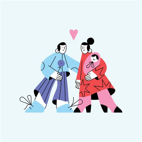 Happy family in love. Vector illustration in flat cartoon style. The ...