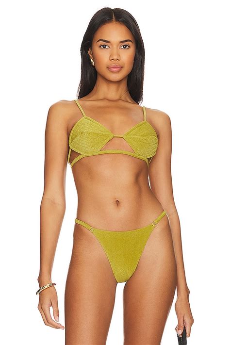 Vix Swimwear Barbara Triangle Parallel Bikini Top In Avocado Revolve