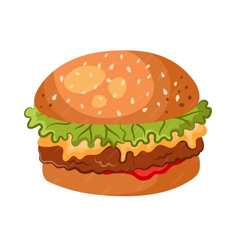 Premium Vector | Cheeseburger illustration in cartoon style perfect for