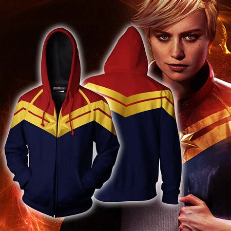 Captain Marvel Cosplay Costume Carol Danvers 2019 Superhero Hoodie Halloween Costumes Ms Marvel