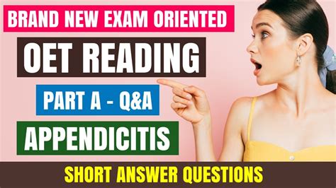 View Brand New Exam Oriented Oet Reading Part A Short Answer Questions