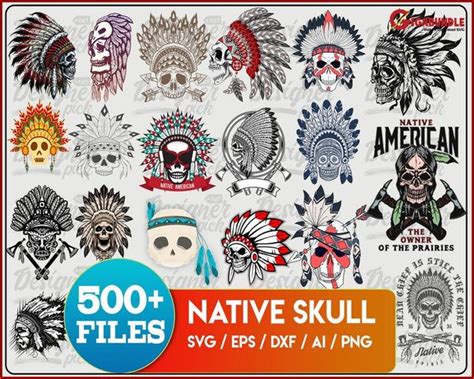 Native Skull Svg Files For Cricut Epsp And Dxf