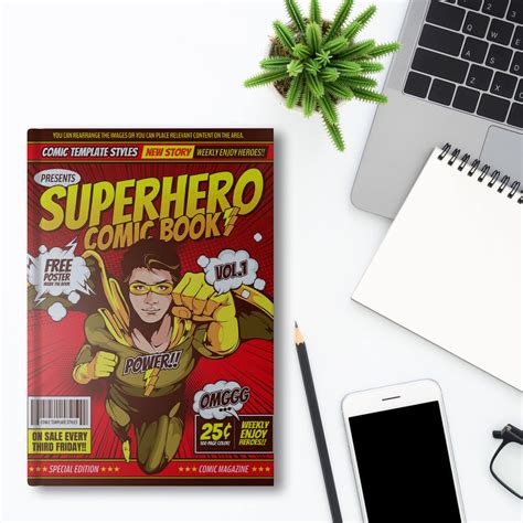 Free Comic Book Cover Mockup PSD Template Mockup Den