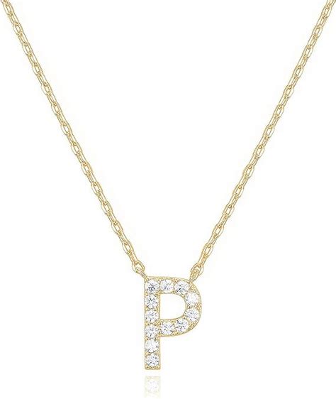 PAVOI 14K Yellow Gold Plated Cubic Zirconia Initial Necklace Letter