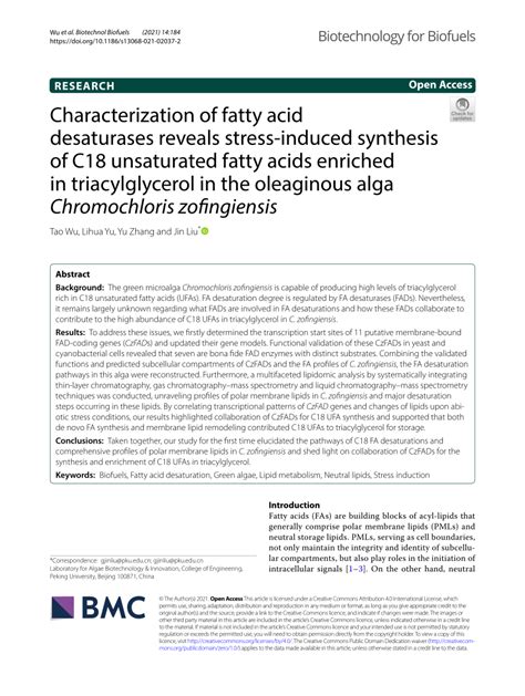 Pdf Characterization Of Fatty Acid Desaturases Reveals Stress Induced