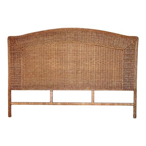 Vintage Coastal Woven Rattan Arched King Headboard | Chairish