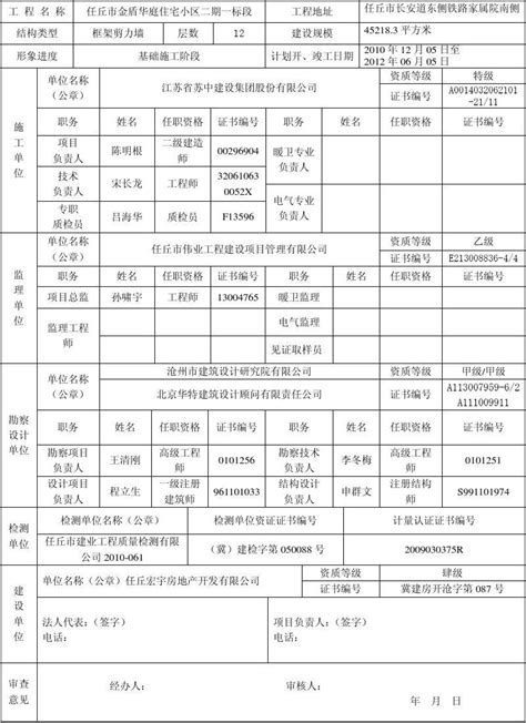 建设工程质量监督报监备案登记表word文档在线阅读与下载免费文档