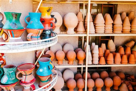 Omani Souvenirs Hand Made Pottery In Nizwa Market Clay Jars At The