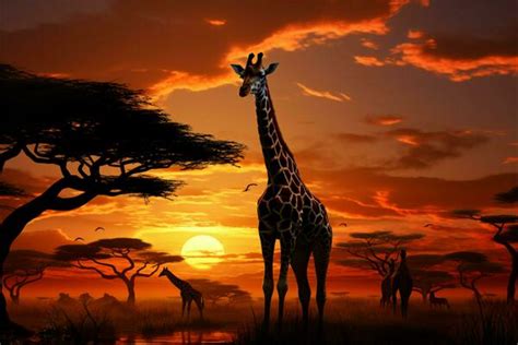 Giraffe Sunset Stock Photos, Images and Backgrounds for Free Download