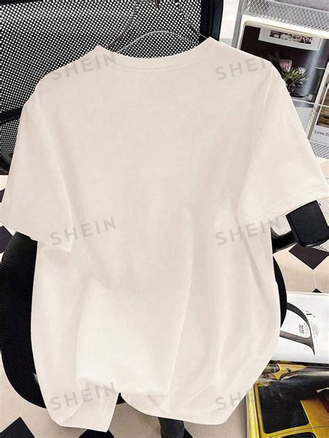 SHEIN EZwear Women Casual Slogan Heart Print Short Sleeve T Shirt