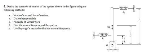 Derive The Equation Of Motion Of The System Shown In The Figure