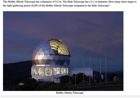 Solved The Hobby Eberly Telescope Has A Diameter Of 9 2 M Chegg