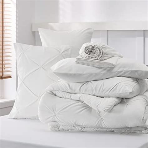 Bedsure White King Size Comforter Set Bedding Set King 7 Pieces Pintuck Bed In A Bag White