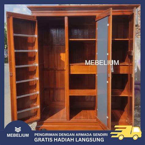 Jual Lemari Pakaian Rak Hijab Pintu Kayu Jati Lemari Baju Pintu