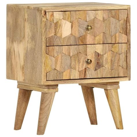 Solid Mango Wood Bedside Cabinet 40x30x50 Cm