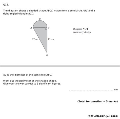 Solved Q The Diagram Shows A Shaded Shape Abcd Made From A