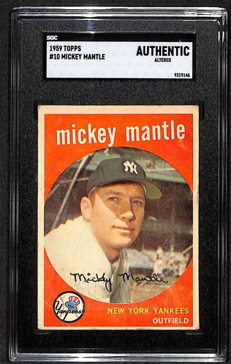 1959 Topps 10 Mickey Mantle HOF SGC A Authentic C89485 EBay