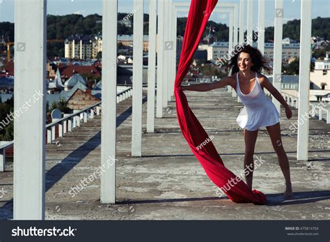 Aerial Dance On Rooftop Sexy Brunette Stock Photo Shutterstock