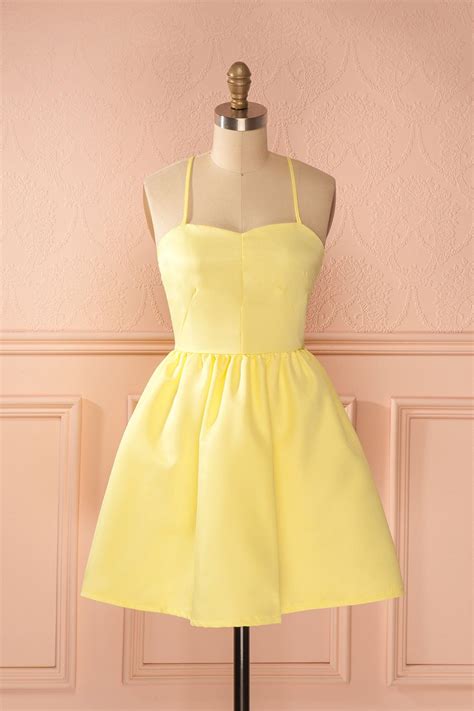 Penni ♥ Just In Yellow Homecoming Dresses Satin Homecoming Dress Pastel Dresses Short