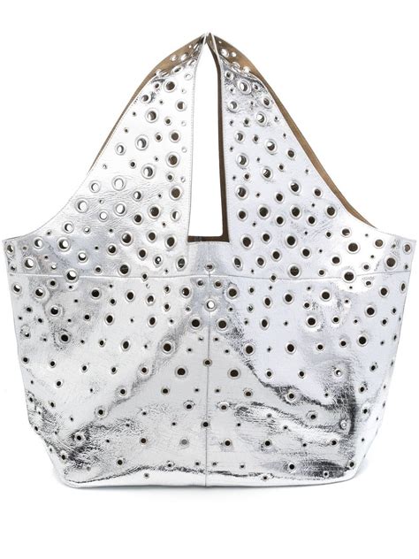 Rabanne Grommet Eyelet Embellished Leather Tote Bag Farfetch