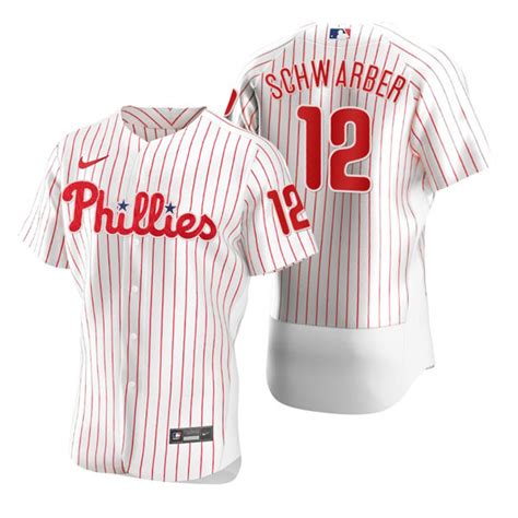 Mens Philadelphia Phillies 12 Kyle Schwarber Nike White Pinstripe Home