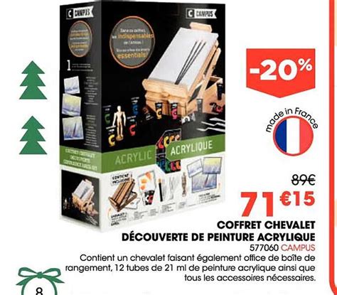 Promo Coffret Chevalet D Couverte De Peinture Acrylique Campus Chez