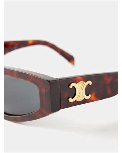 Celine Triomphe Cat Eye Tortoiseshell Acetate Sunglasses In Brown Lyst