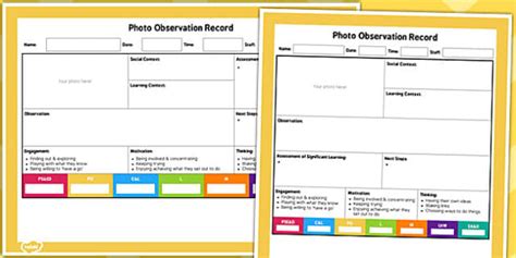 Eyfs Photo Observation Sheet Observations Observe Early