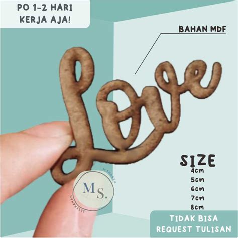 Jual READY MDF CHIPBOARD Text LOVE Size 4 X 3 Cm UKIRAN KAYU