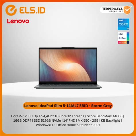 Jual Laptop Lenovo Ideapad Slim Ial Rid Storm Grey I U