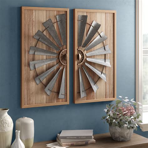 Gracie Oaks Piece Wood Metal Wall D Cor Set Reviews Wayfair Canada