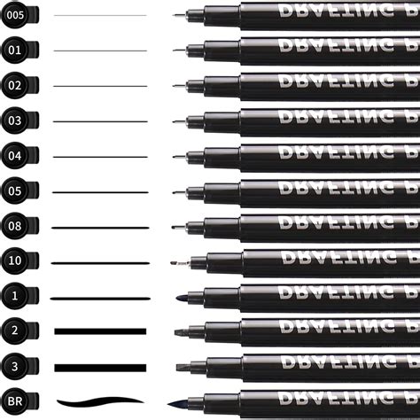 YISAN Feutres Dessin Stylos Micro 12 Stylos à encre Fineliner Stylo