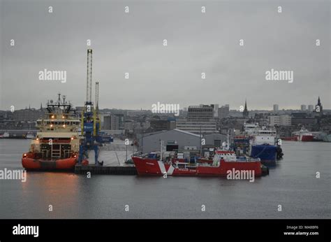 Aberdeen (Scotland) harbour, main gateway for the North Sea oil and gas ...