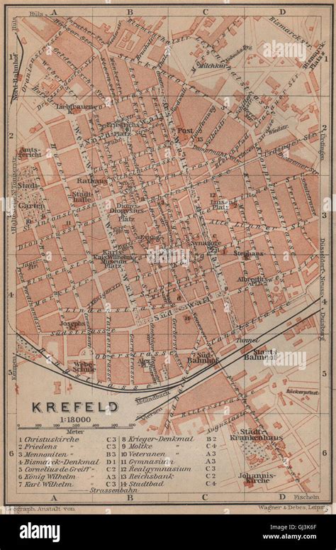 La Ciudad De Krefeld Stadtplan Northrhine Westfalia Crefeld Karte