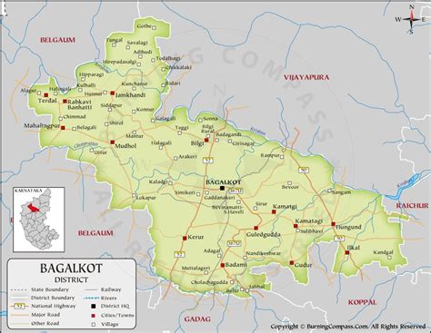 Bagalkot District Map, Karnataka, India