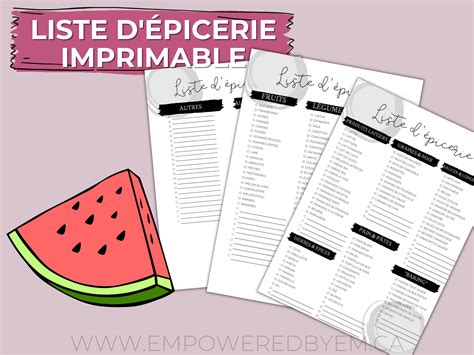 Liste D Picerie Imprimable Etsy