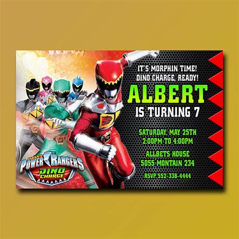 Power Rangers Dino Charge Birthday Party InvitationPower Power Ranger