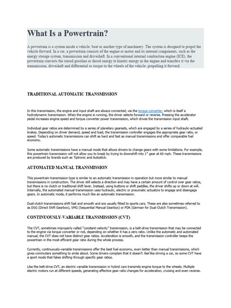 powertrain  manual transmission automatic transmission