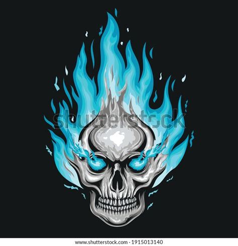 Blue Fire Skull Illustration Logo Design Stock Vector (Royalty Free ...