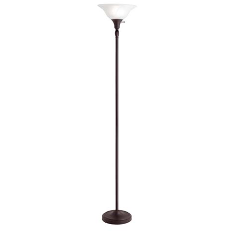 Hampton Bay 72 In Bronze Torchiere Floor Lamp With Alabaster Glass