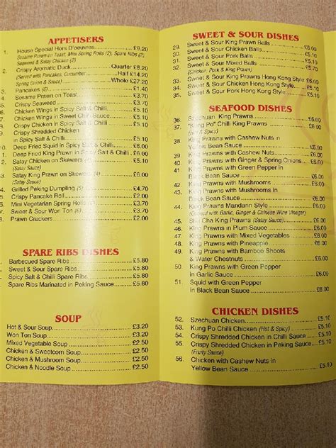 Menu At Hot Wok Fast Food Warminster