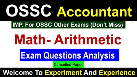 OSSC Accountant Exam Arithmetic Questions Ossc Osscexam Ossccgl