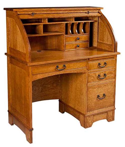 Ei Amish Custom Office Single Pedestal Noble Mission Rolltop Desk The