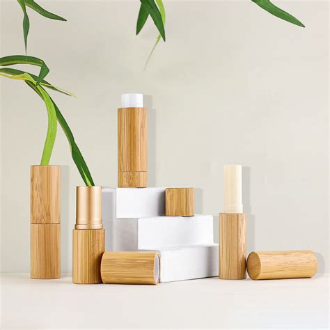 Biodegradable Recyclable Custom Empty Cosmetic Packaging Eco Friendly Bamboo Lipstick Chapstick